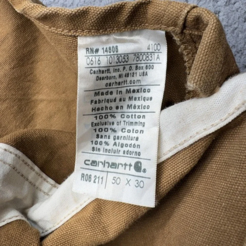 Carhartt Overalls Men 50x30 Brown Duck Bib Double Knee Canvas‎ R06 Workwear Bib